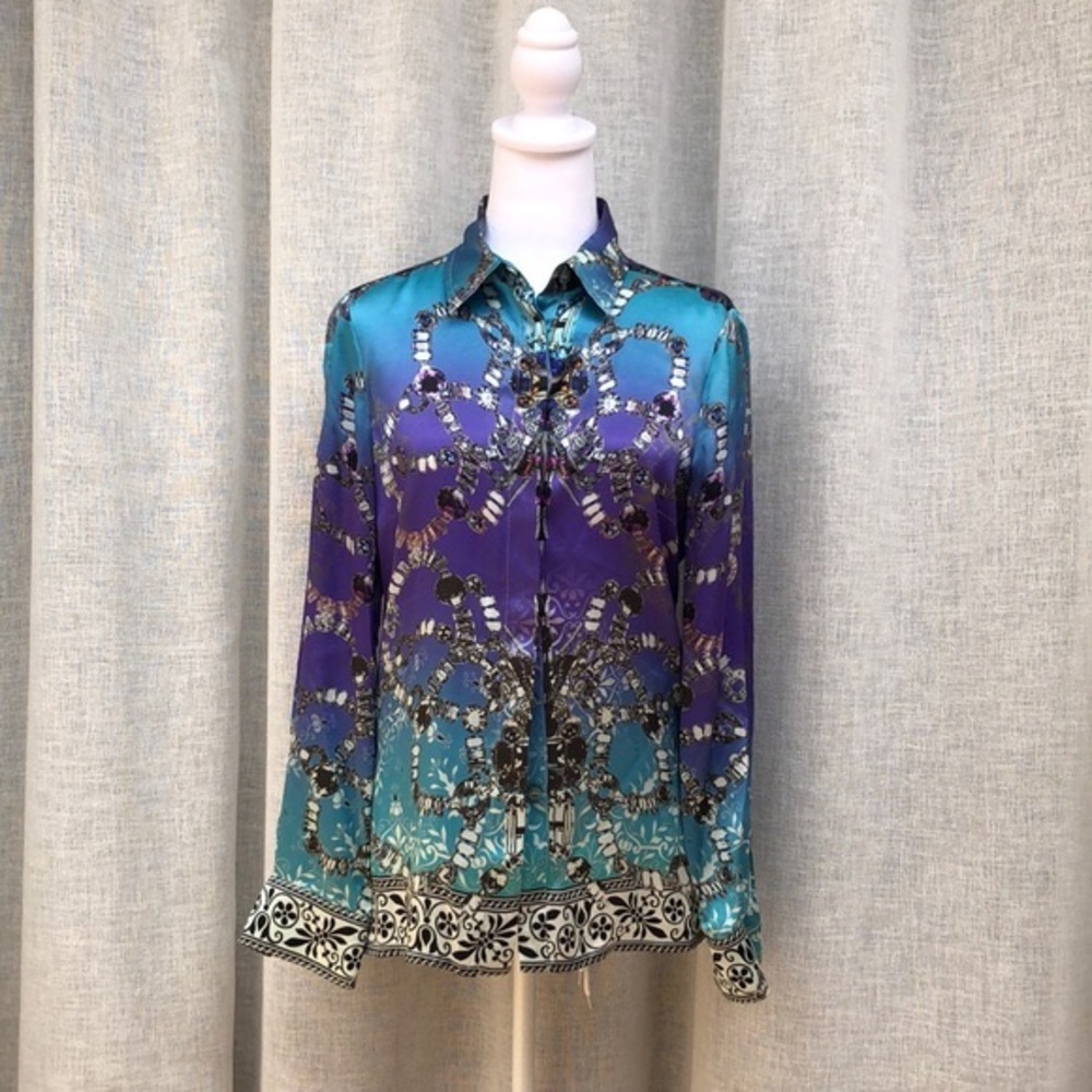 Les Copains blue/purple jewels silk blouse